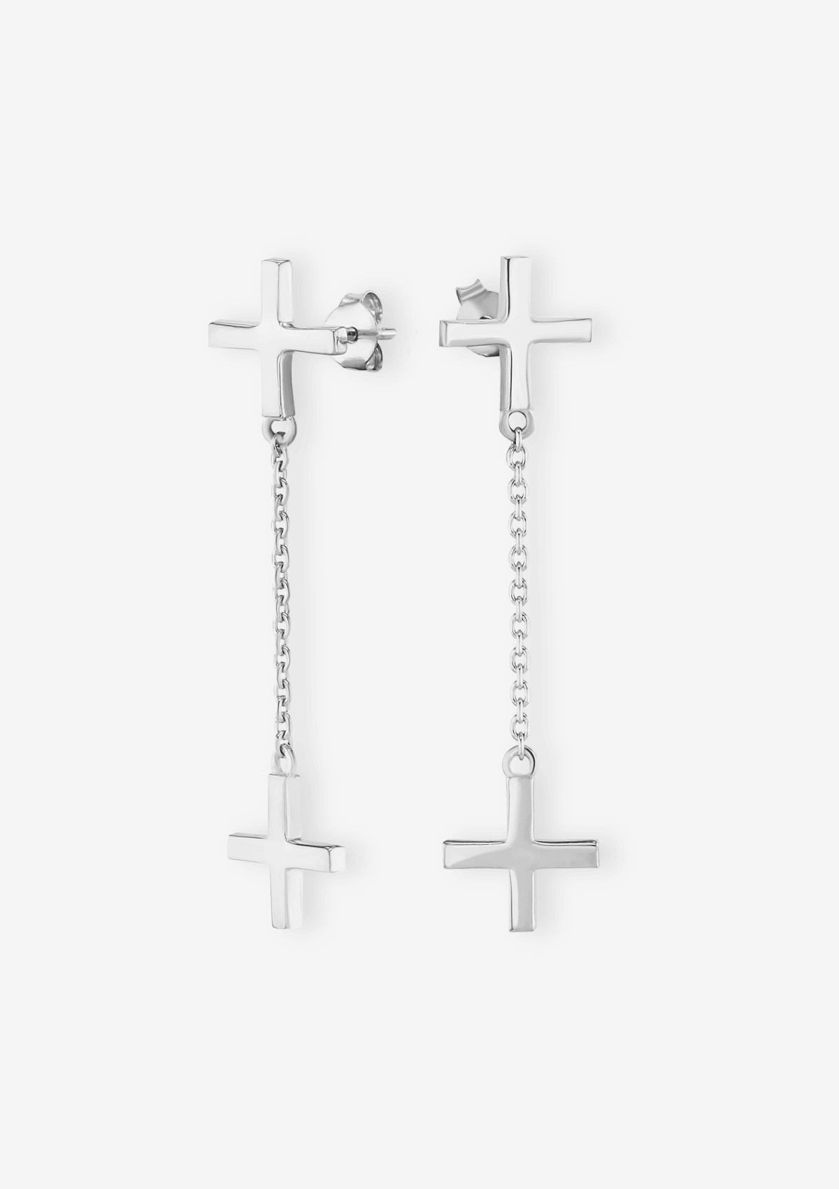 Long earrings with cross and chains